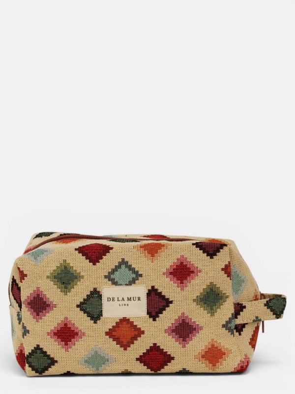 Geometric Jacquard Squared Makeup Bag