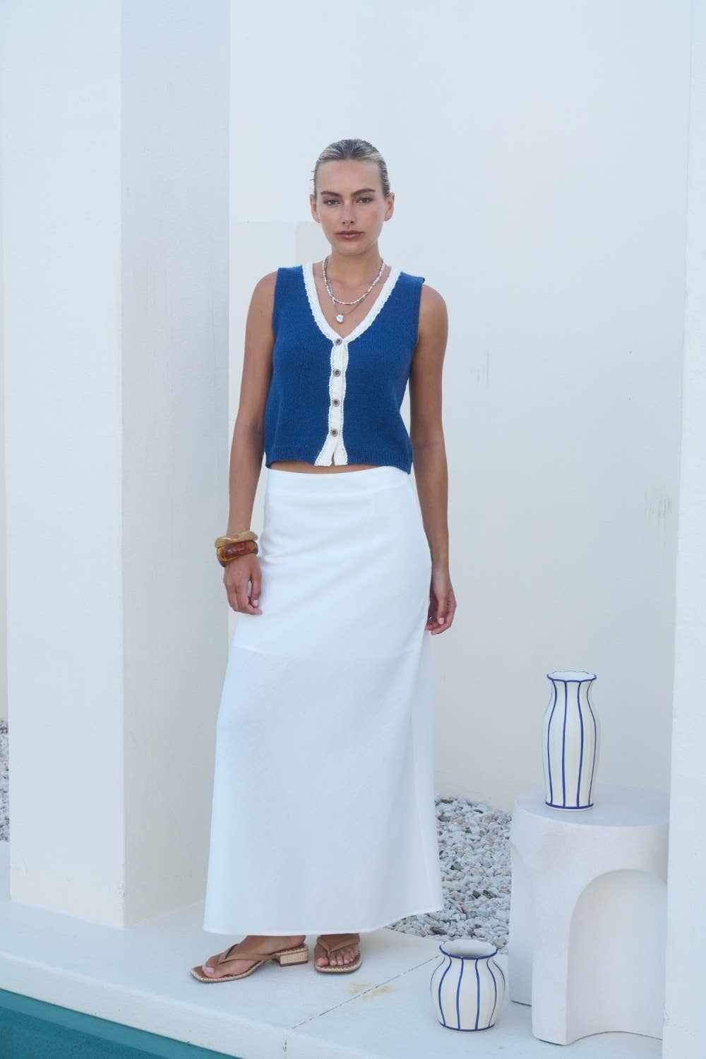 Dottie Contrast Knit Vest