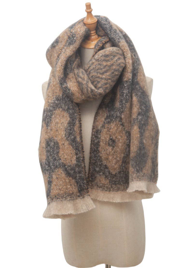 Short Tassel Jacquard Pattern Scarf Shawl