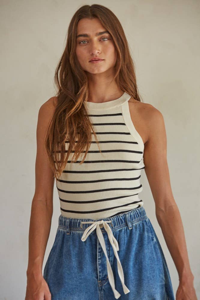 By Together | Knit Sweater Ribbed Striped Tank Top