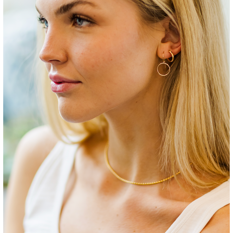 14k Gold Filled 15" Oval Pattern Necklace - Waterproof!