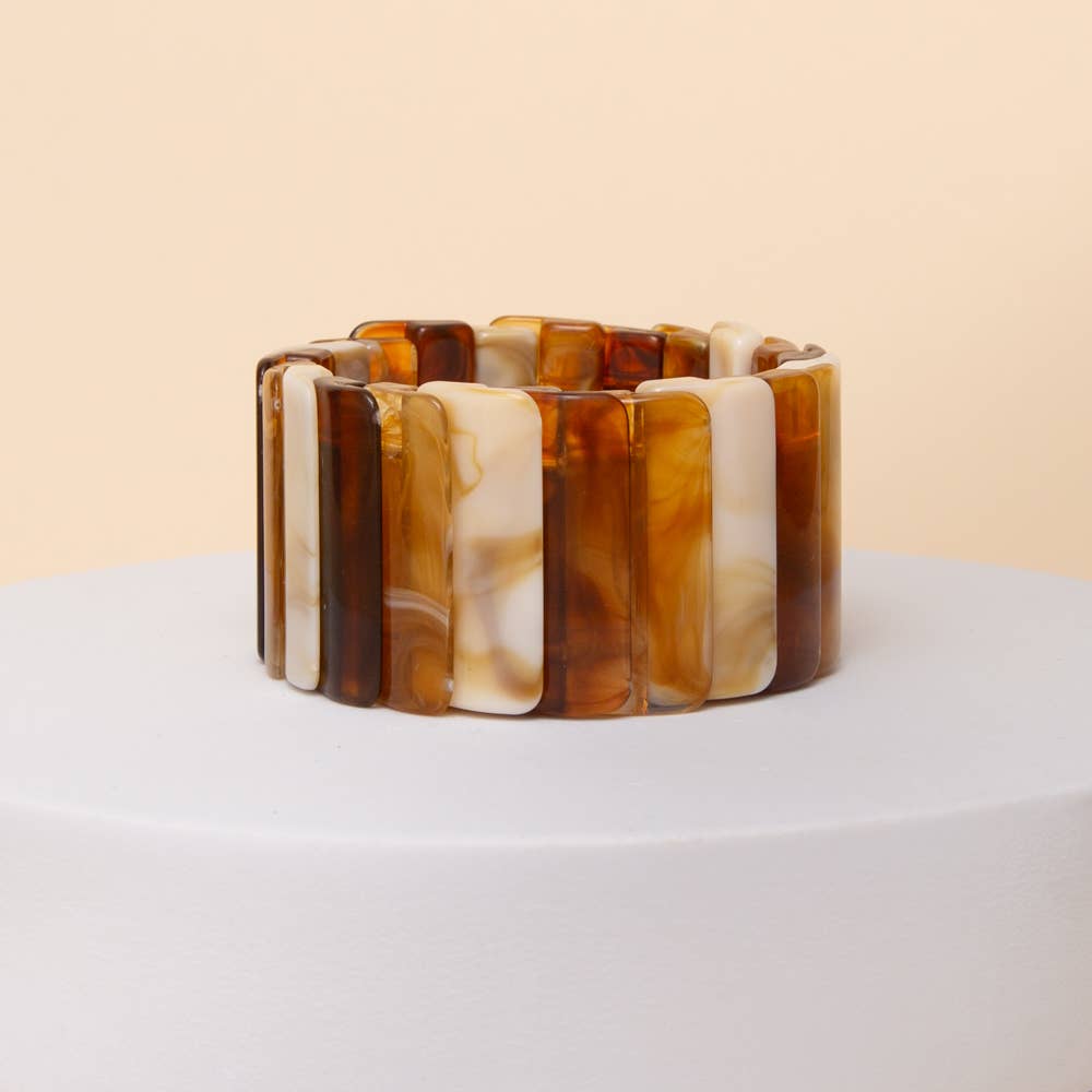 Marbled Resin Segment Stretch Bracelet