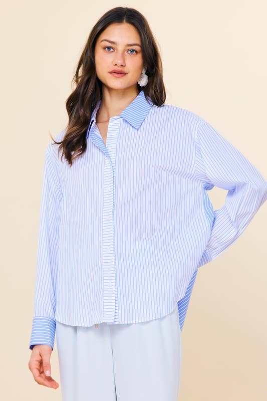 Skies Are Blue Striped Relaxed Button-Down Shirt