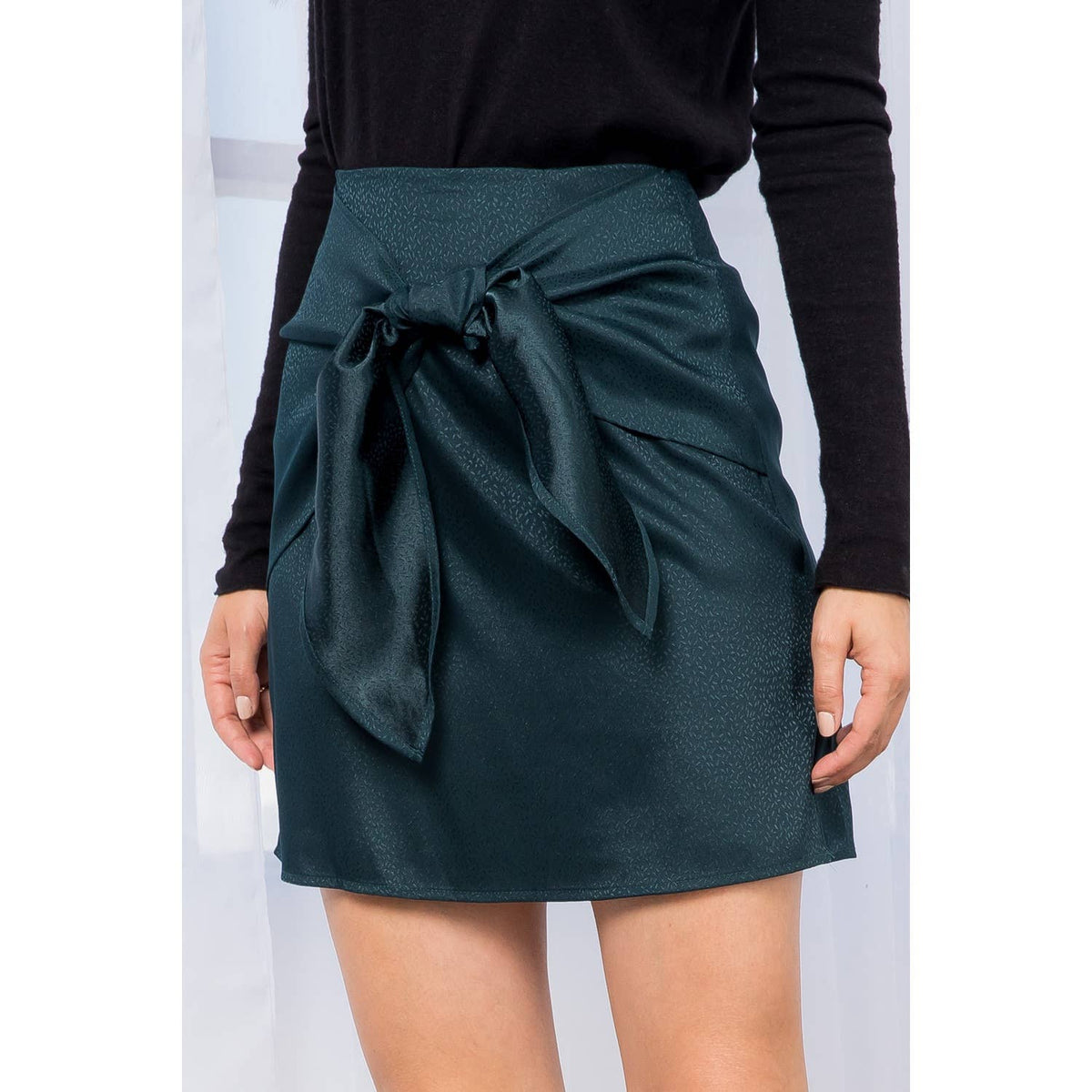 THML Front Tie Mini Skirt