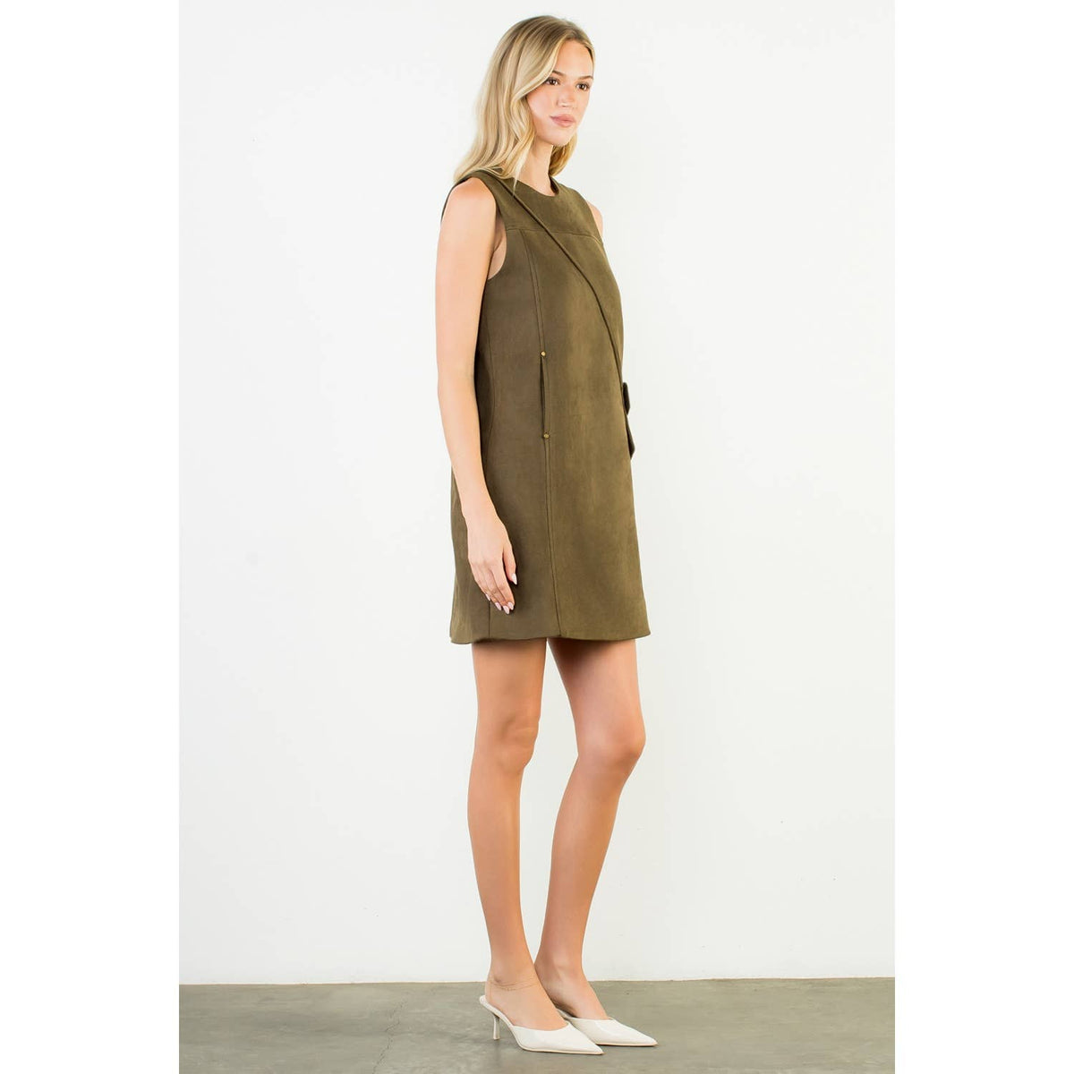 THML Sleeveless Suede Dress