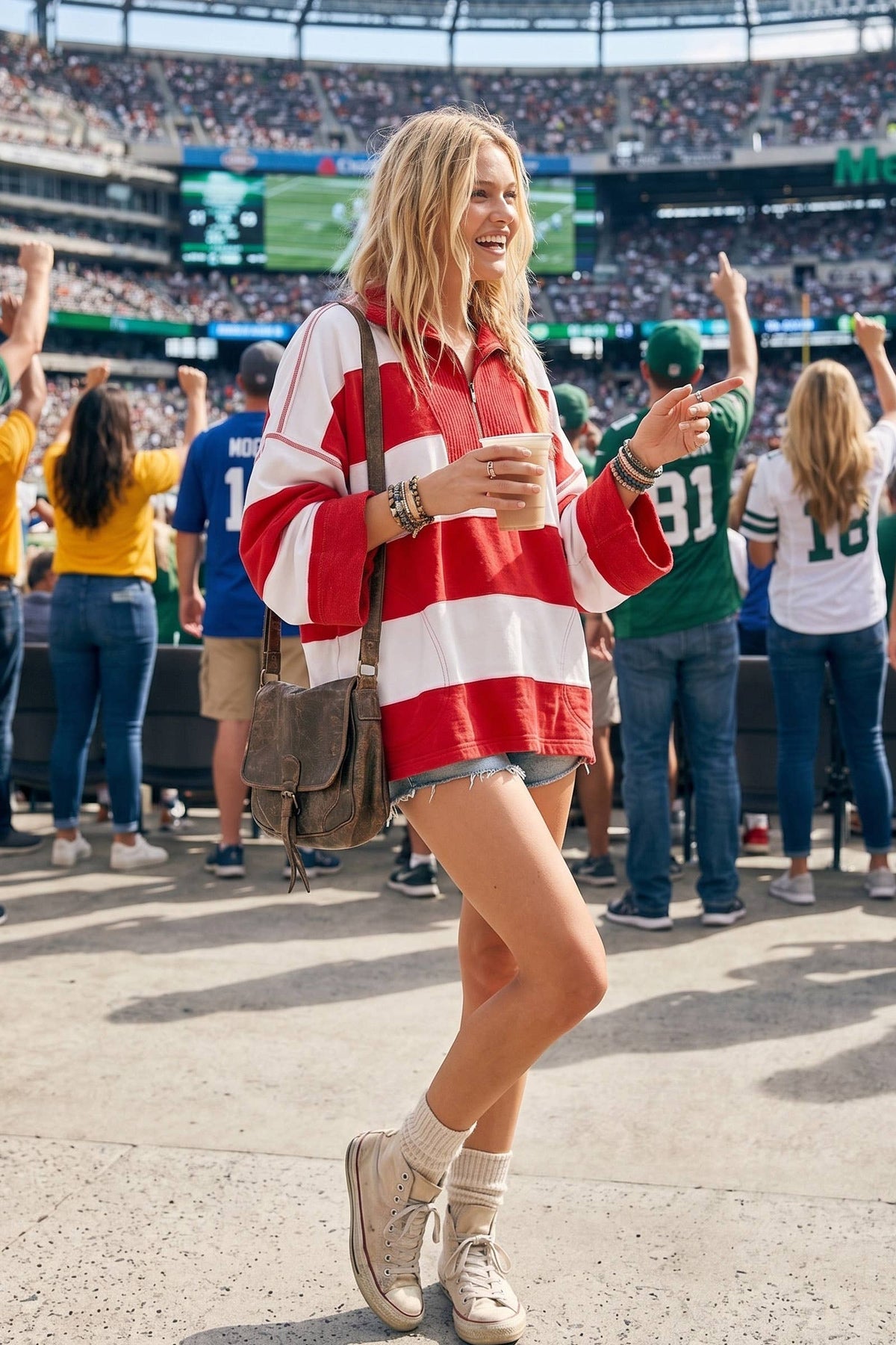 Sewn and Seen Varsity Stripe Zip Pullover