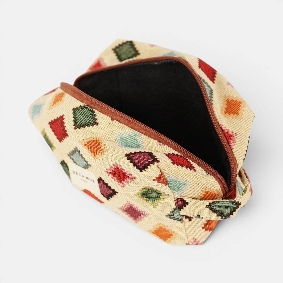 Geometric Jacquard Squared Makeup Bag