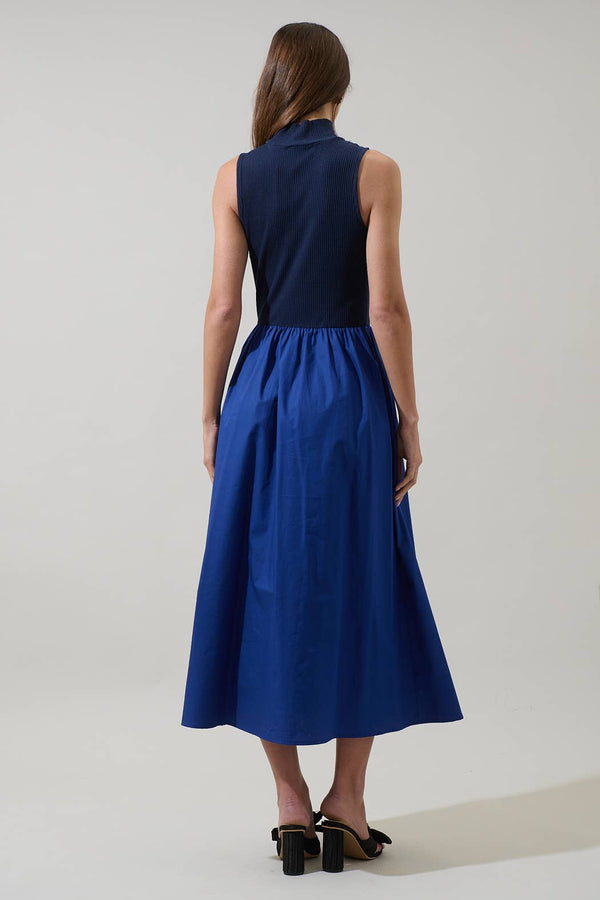 Sugarlips Grady Sleeveless Midi Dress: Navy