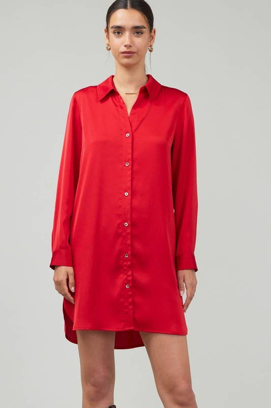 Current Air Long-sleeve Button Down Shirt Dress