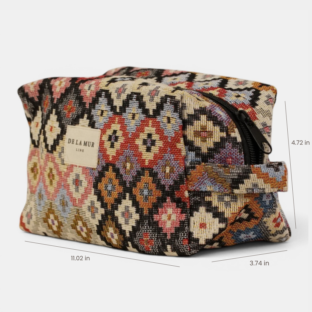 Geometric Jacquard Squared Makeup Bag