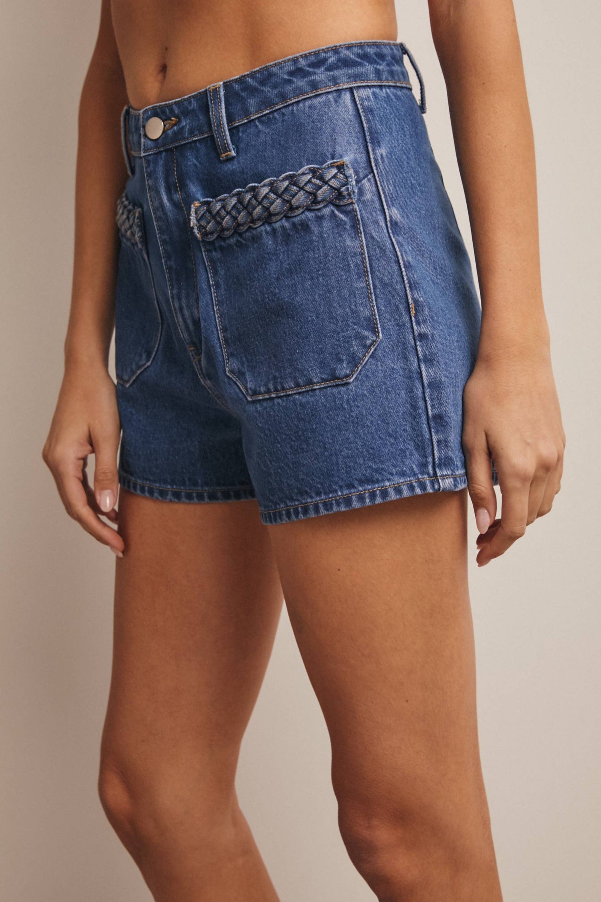 Forte Braided Pocket Denim Shorts