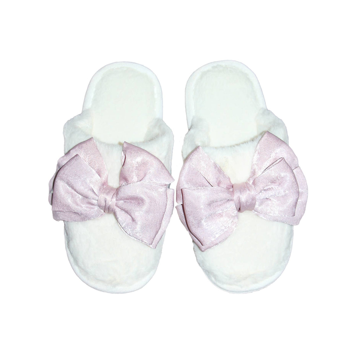 Christa Cozy Bow Slippers Cream w/Pink Bows 