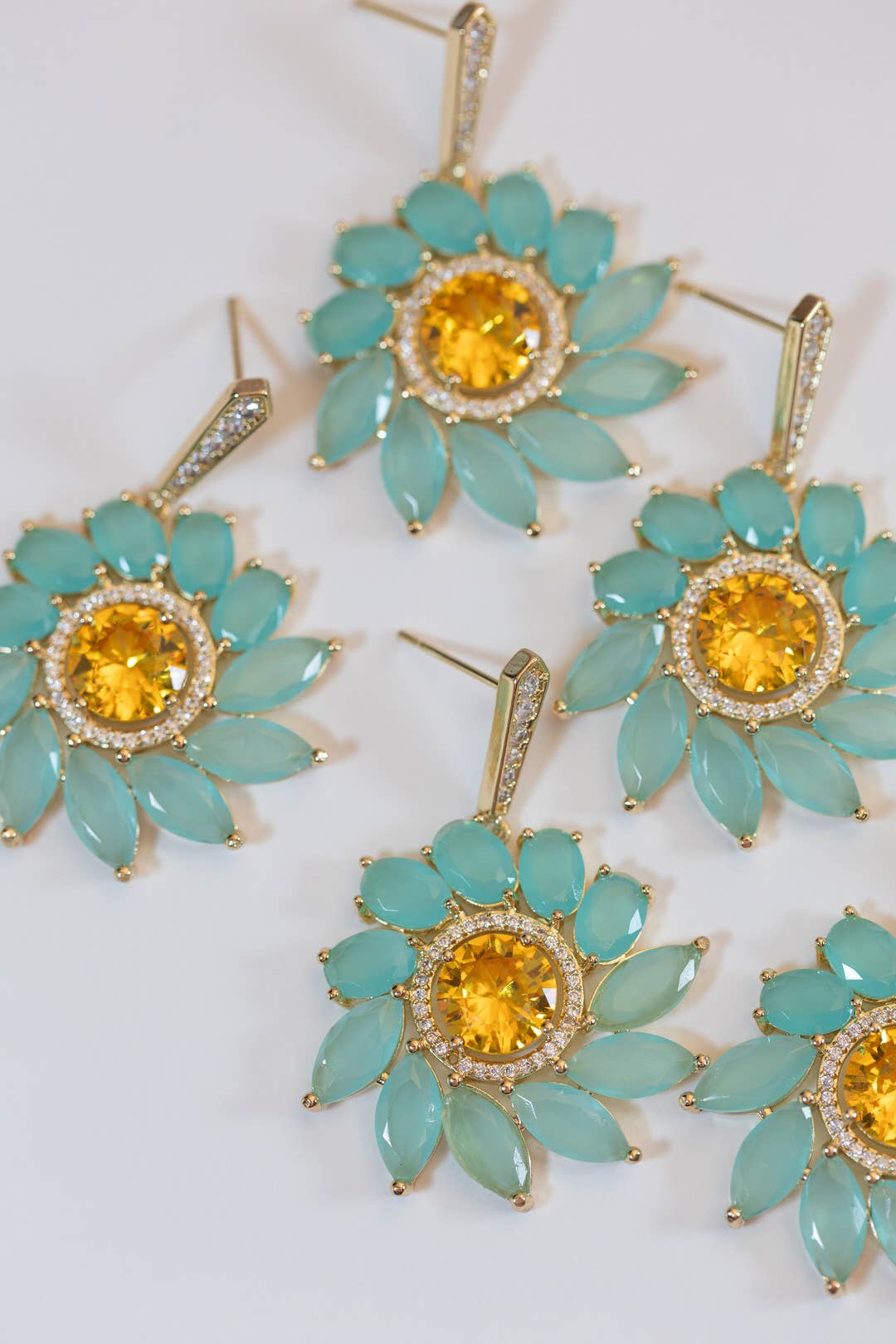 Soleil Bloom Crystal Drop Statement Earrings