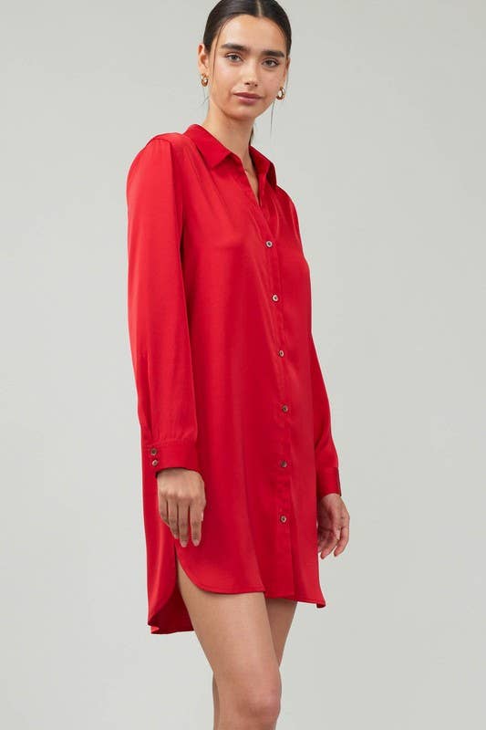 Current Air Long-sleeve Button Down Shirt Dress