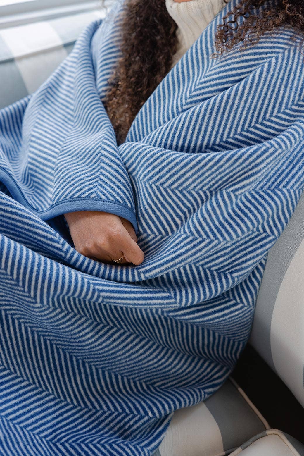 Chappy Wrap Harborview Herringbone Cornflower Blanket