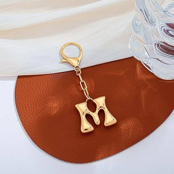 Bubble Letter Monogram Bag Charm Key Chain