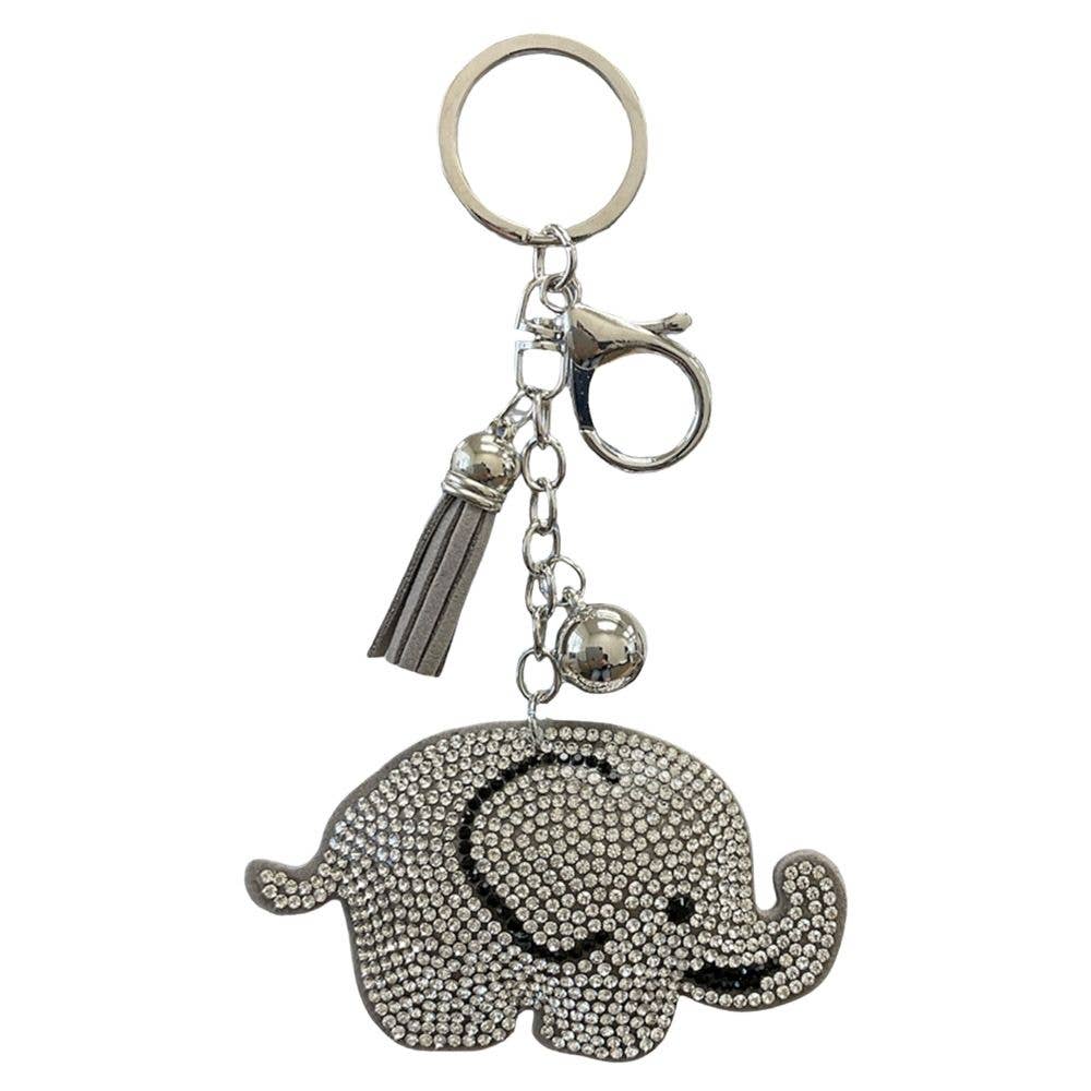 Rhinestone Elephant Keychain with Tassel