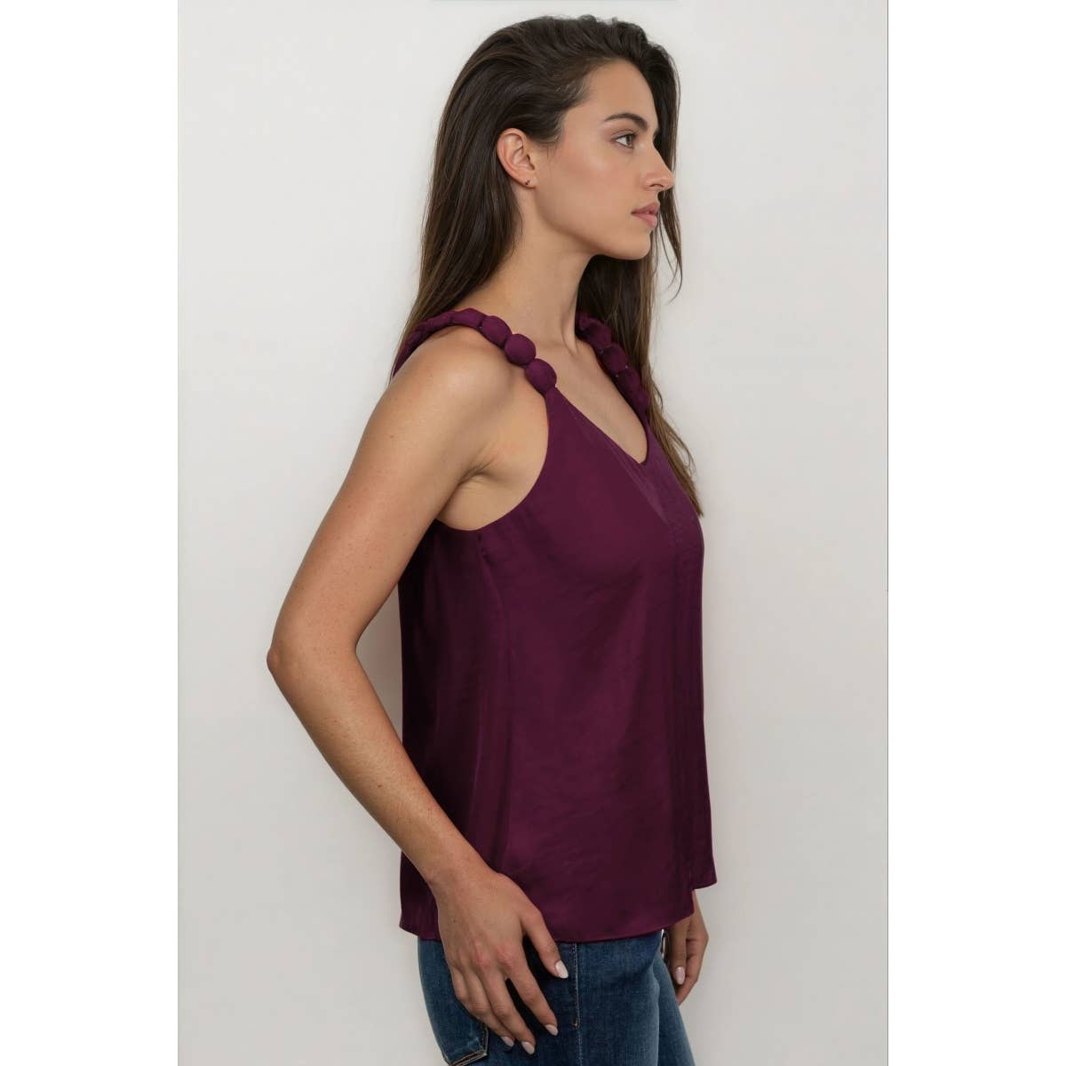 Naked Zebra V-neck Tank Top With Strap Accent