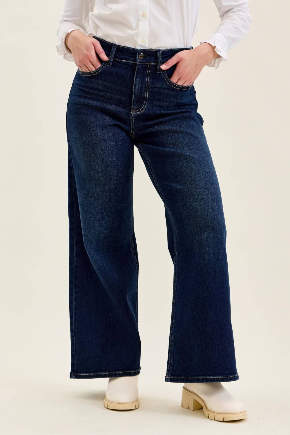 Judy Blue Petite "LUX" Retro Wide Jeans