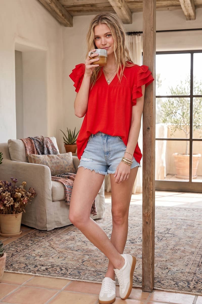 Sewn and Seen Airflow Ruffle Sleeve Blouse