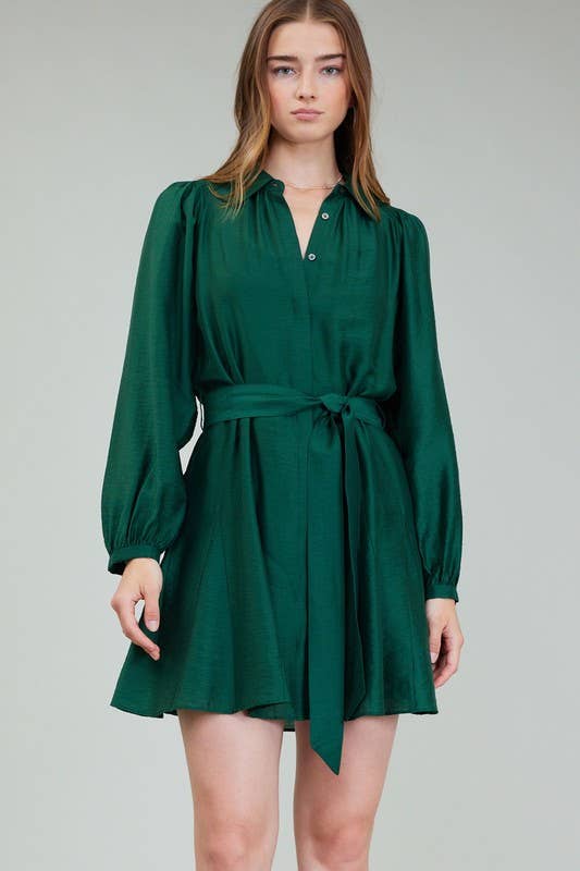 Current Air Mini Shirt Dress - Tie Waist