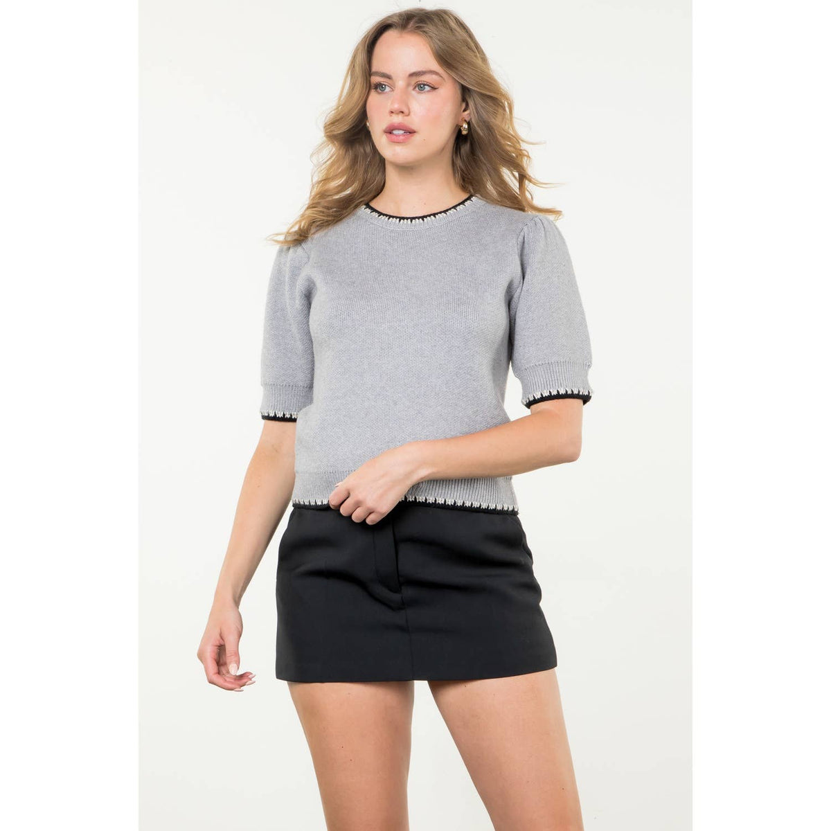 THML Short Sleeve Knit Top
