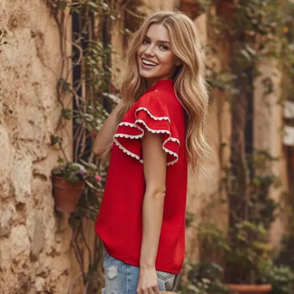 Sewn & Seen Game Day Ruffle Sleeve Top