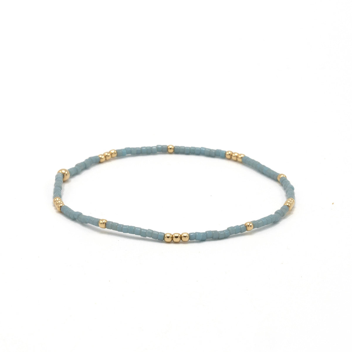 2mm Newport PALE TURQUOISE Blue + Gold Filled Waterproof Bracelet