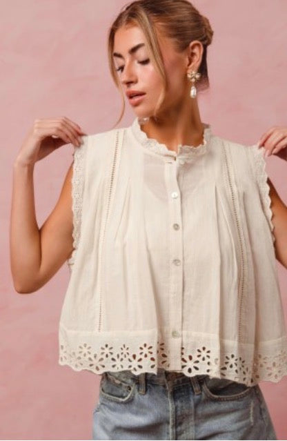 So Me Button Up Pleated Blouse