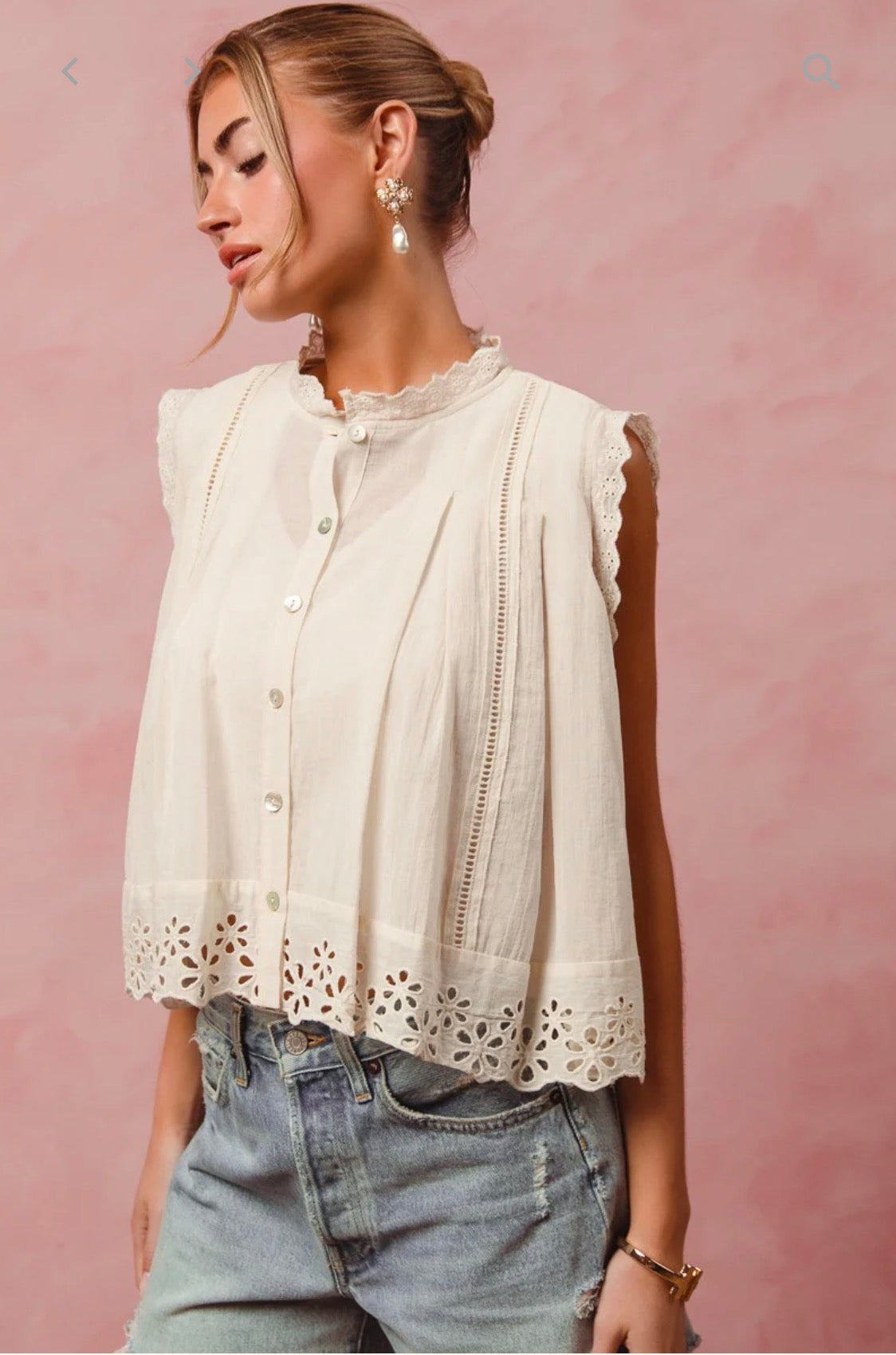 So Me Button Up Pleated Blouse