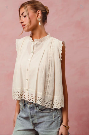 So Me Button Up Pleated Blouse