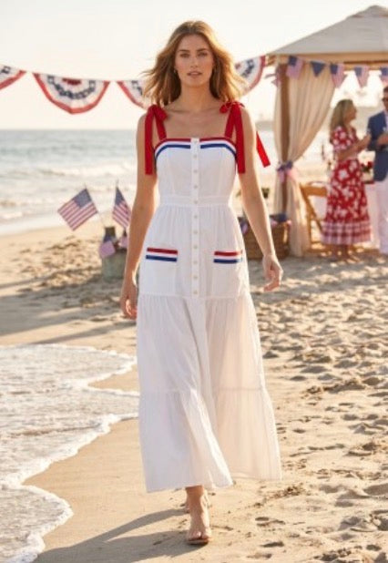 Baby Pink 4th Of July-inspired Maxi Dress