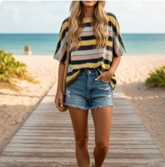 Sewn & Seen Mineral Washed Stripe Top