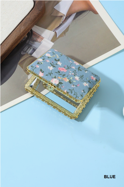 Zenana Floral Design Double Sided Folding Mini Mirror