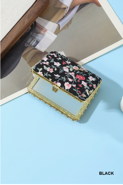 Zenana Floral Design Double Sided Folding Mini Mirror