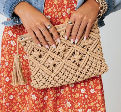 Woven Bohemian Tassel Crochet Clutch
