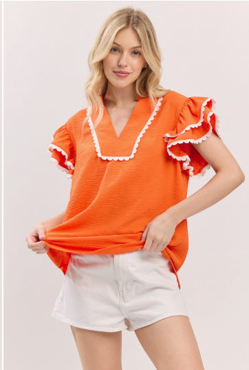 Sewn & Seen Game Day Ruffle Sleeve Top