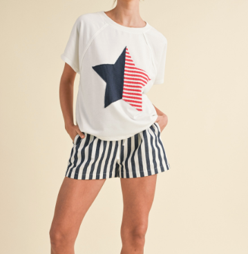 Anniewear Striped Cotton Twill Mini Shorts