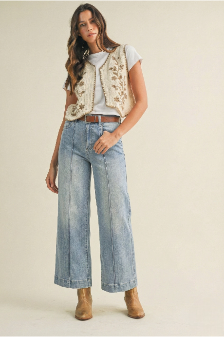 Stretch High Rise Pin Tuck Jean