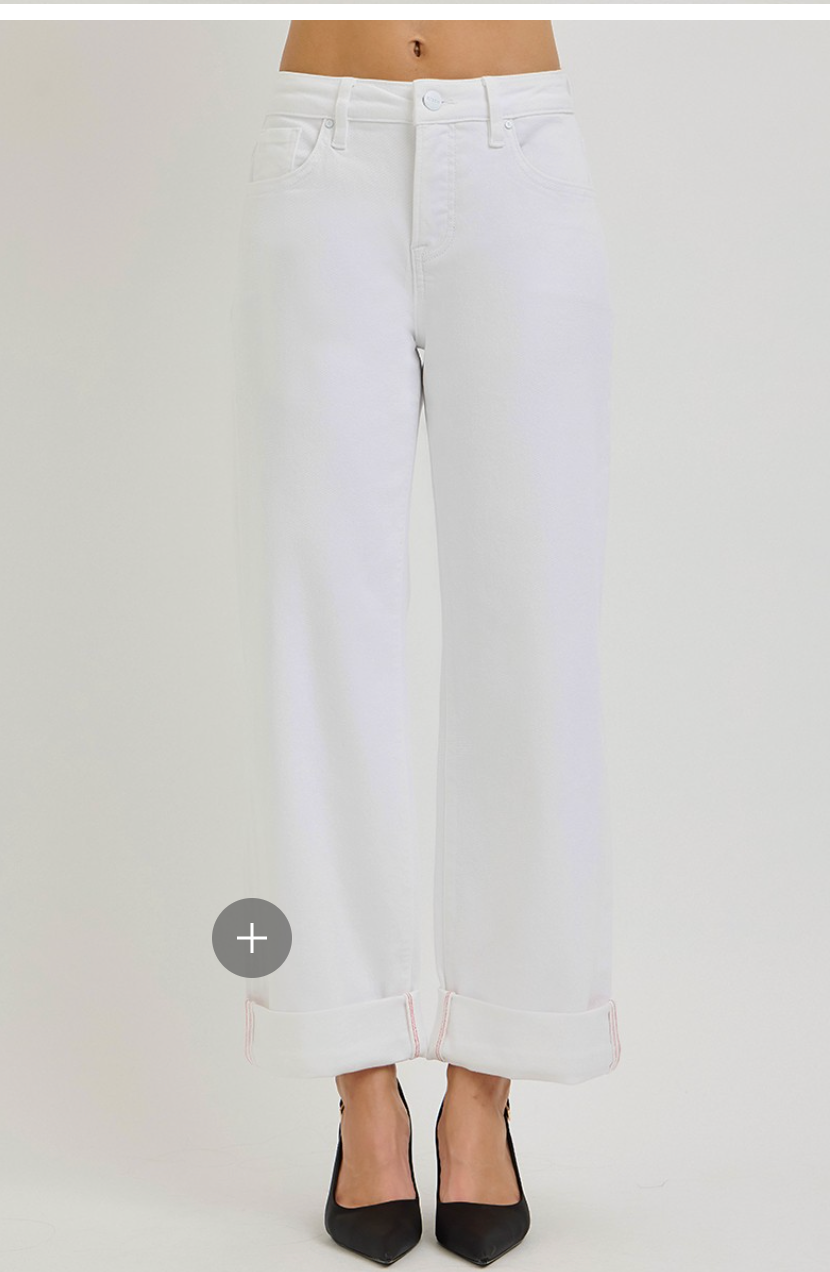 Risen Jeans Tummy Control Slouchy Cropped Cuffed Hem