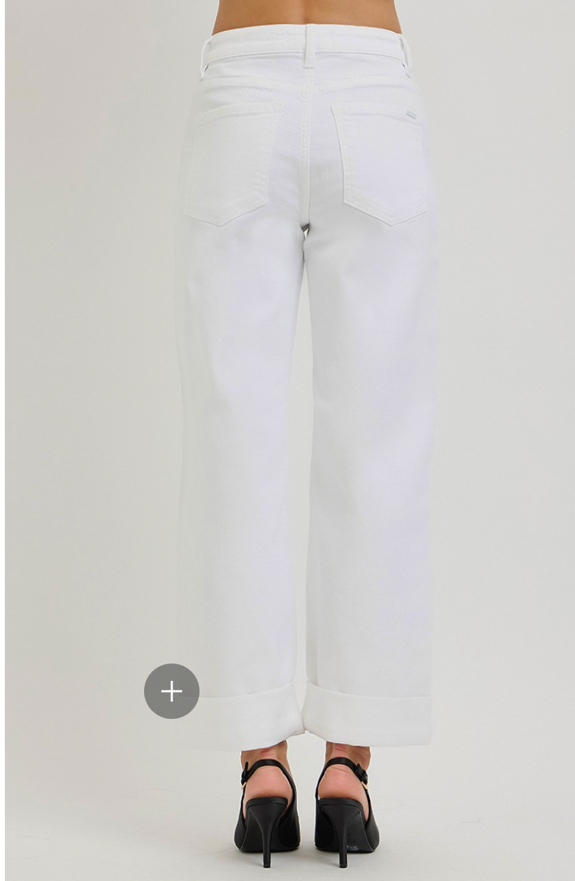Risen Jeans Tummy Control Slouchy Cropped Cuffed Hem