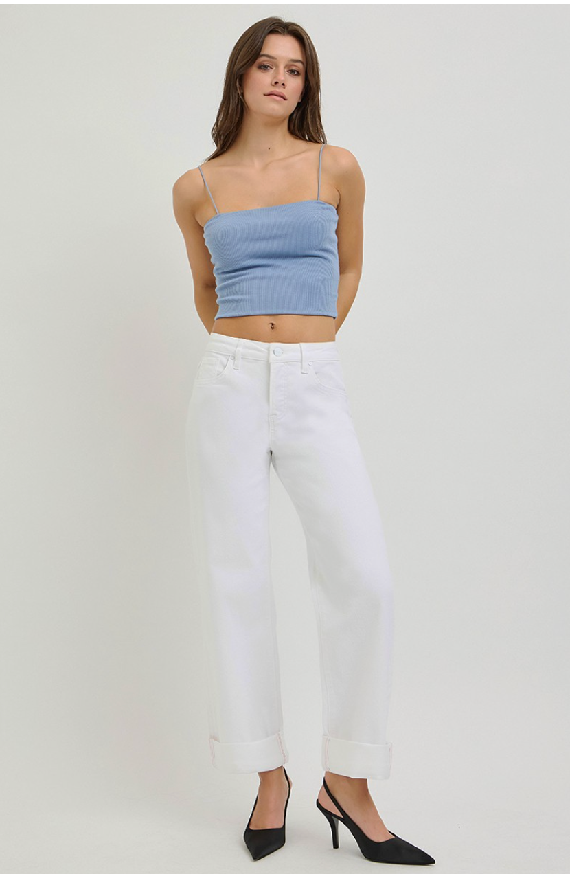 Risen Jeans Tummy Control Slouchy Cropped Cuffed Hem