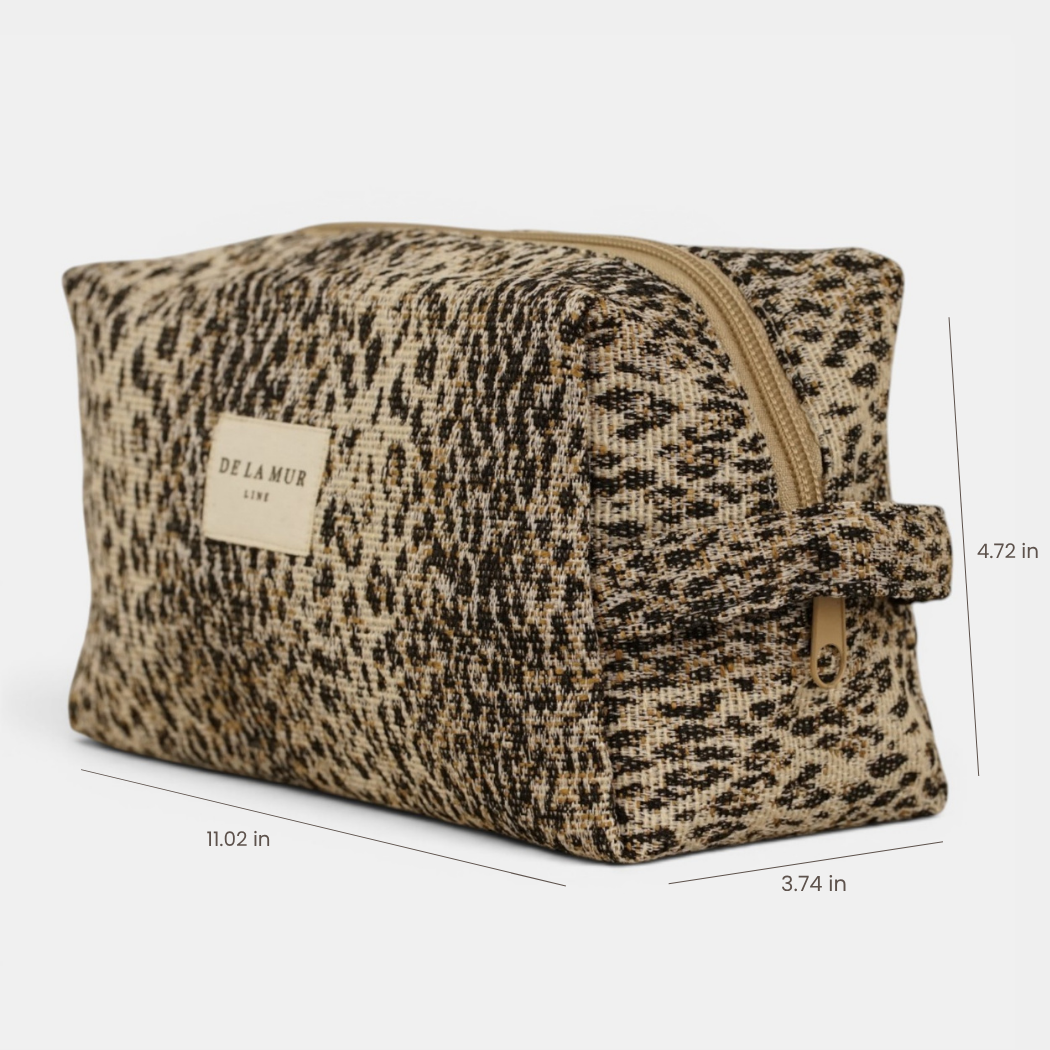 Leopard Jacquard Squared Makeup Bag