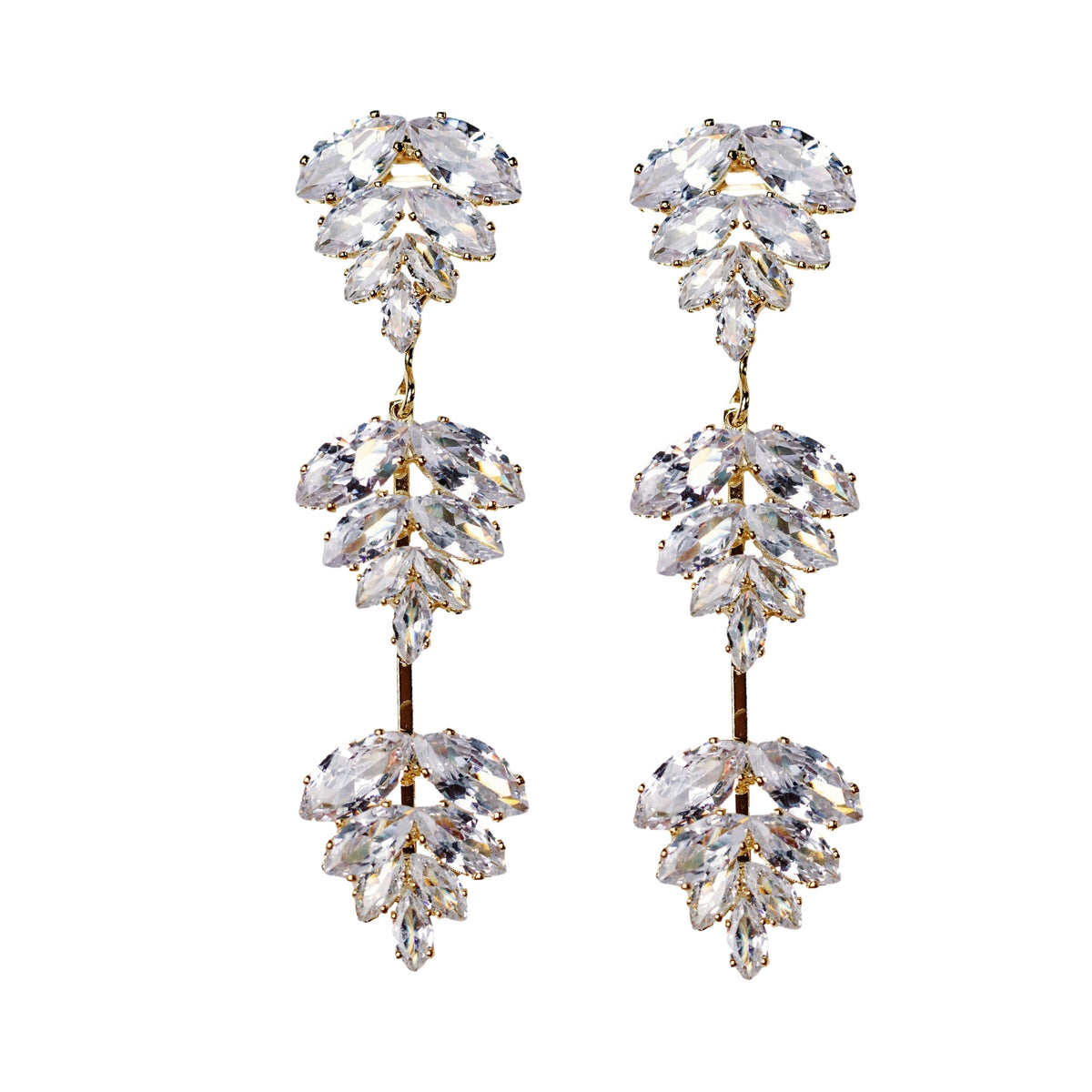 Gold Palm Diamond Drop Holiday Earrings