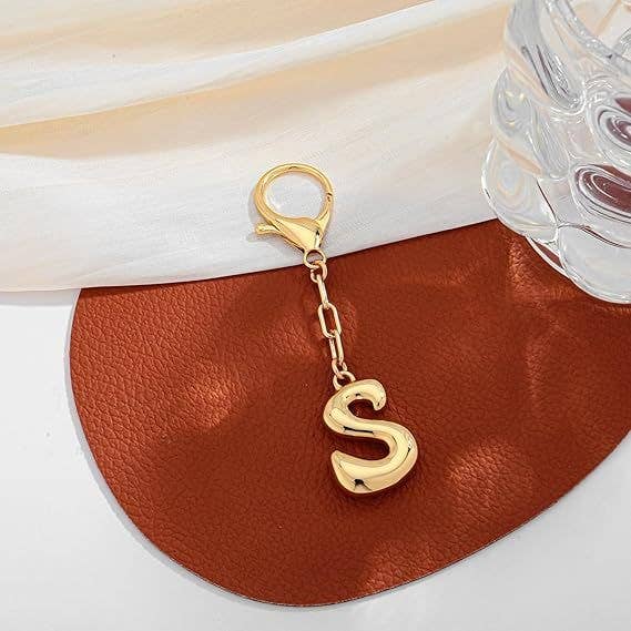Bubble Letter Monogram Bag Charm Key Chain