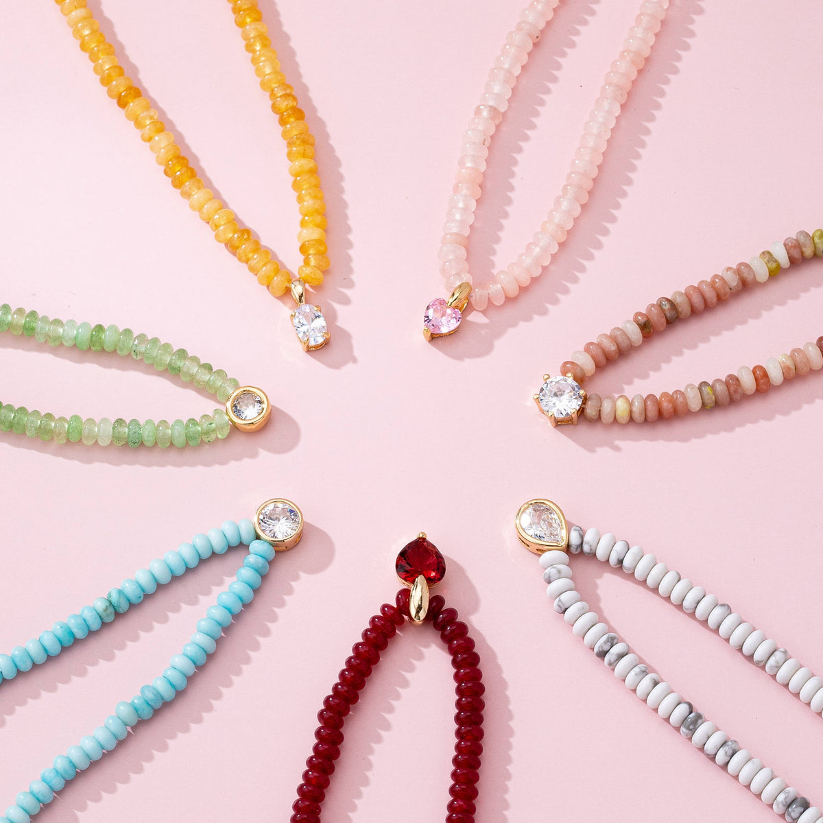 NATURAL SEMI PRECIOUS STONE BEADED CHARM NECKLACE | 80N92658