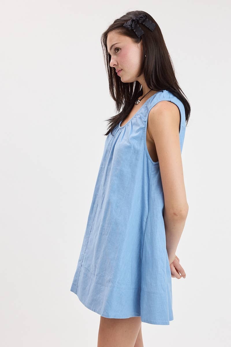 Sky to Moon Swing Dress - Denim