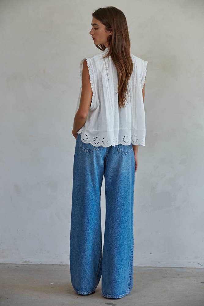 By Together Woven Cotton Eyelet Top