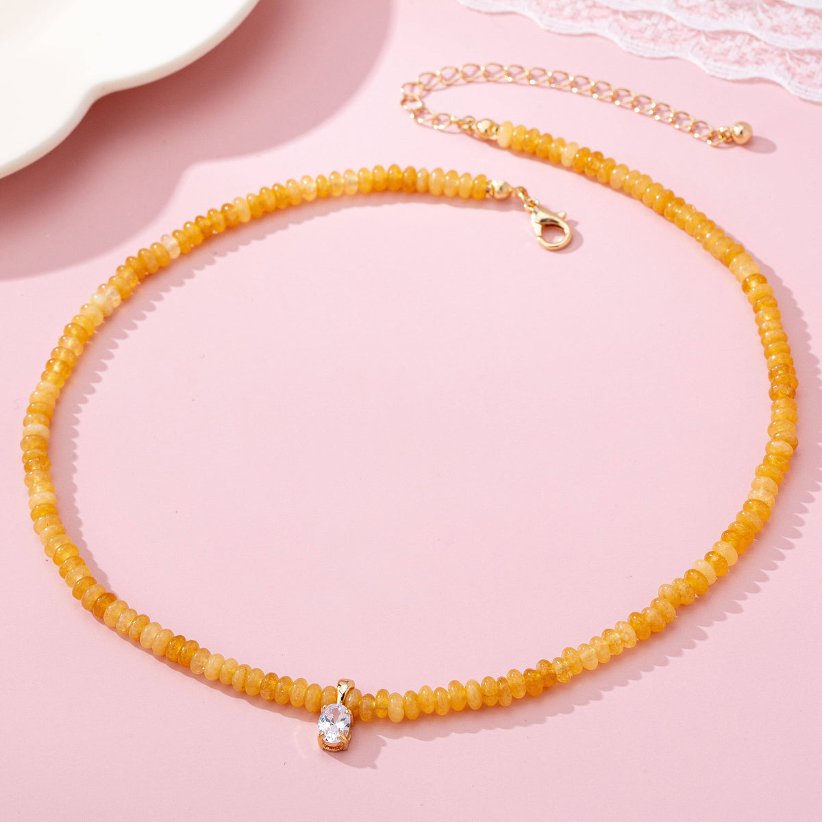 NATURAL SEMI PRECIOUS STONE BEADED CHARM NECKLACE | 80N92658