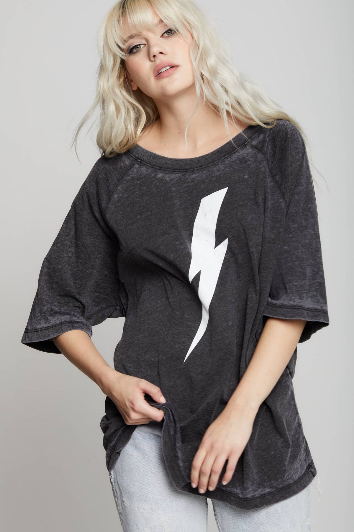 Recycled Karma - Ac/Dc Bolt One Size Burn Out Tee